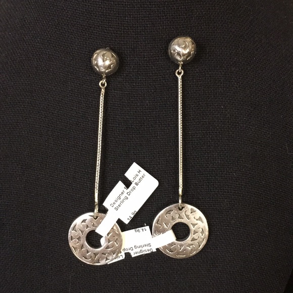 LOIS HILL Sterling Silver Drop Dangle Cut Out Post Back Earrings NWT - Picture 6 of 8